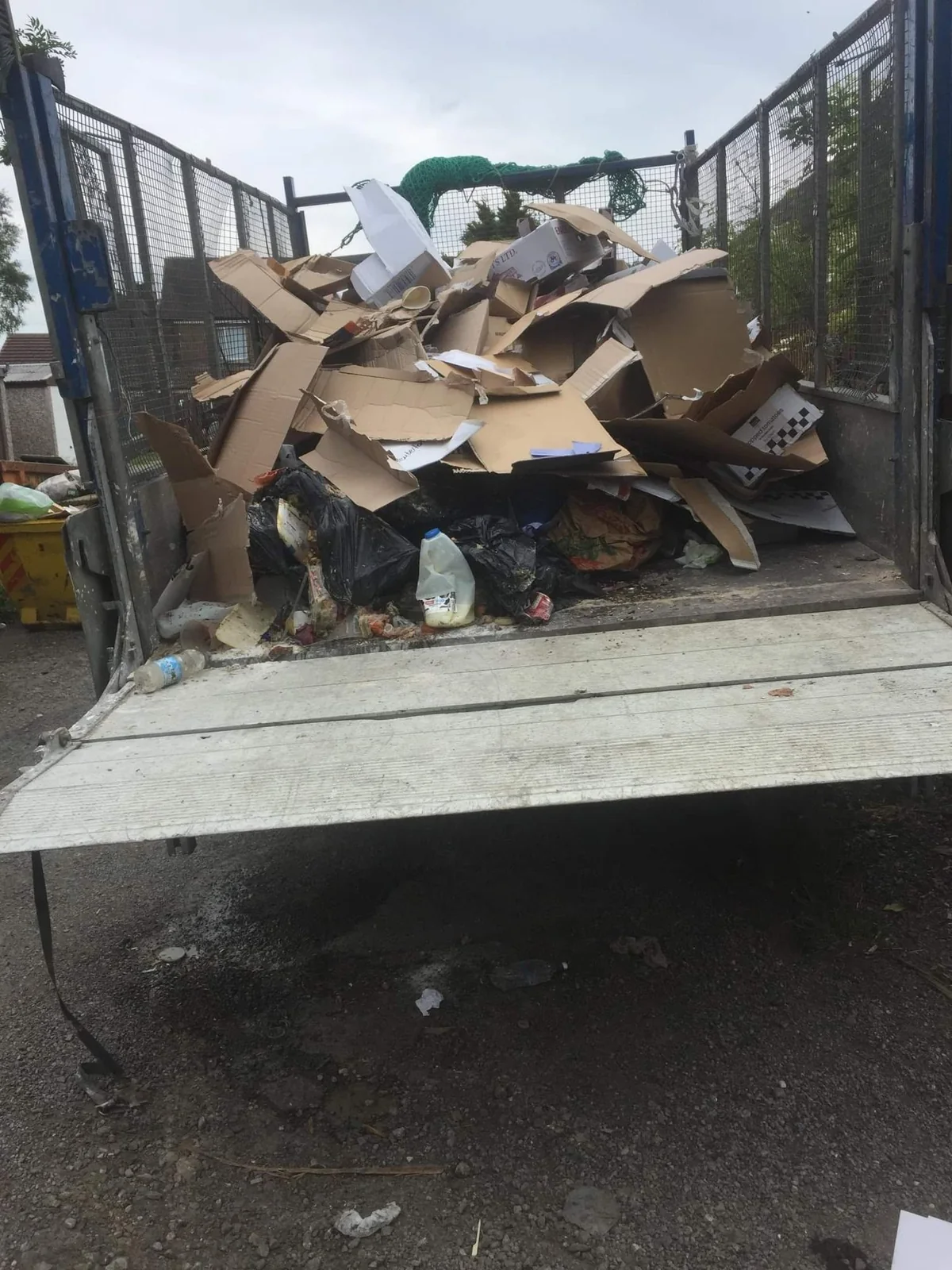 Mixed bulky rubbish loaded in a collection vehicle